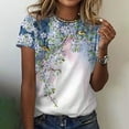 thumbnail image 1 of Chemises pour Femmes Tendance Été Mode Col Rond Imprimé Manches Courtes T-shirt Hauts Blouse Décontractée Ample Hauts Blouses pour Femmes Grande Taille en Solde, 1 of 5