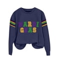 thumbnail image 4 of BKQCNKM Mardi Gras Shirts for Women Mardi Gras Outfit for Women Long Sleeve Shirts for Women Print Hoodless Sweatshirt Holiday Shirts for Women Navy XL, 4 of 4