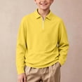 thumbnail image 6 of LUGOGNE Girls Boys Pullover Sweatshirt Quarter Zip Long Sleeve Collar Sweatshirts Kids Comfortable Fall Winter Casual School Uniform Outfits Yellow,11-12Years, 6 of 9