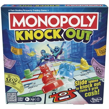 Monopoly Knockout Family Party Game, Quick-Playing Board Games for Ages 8 , 2-8 Players, 20 Mins.