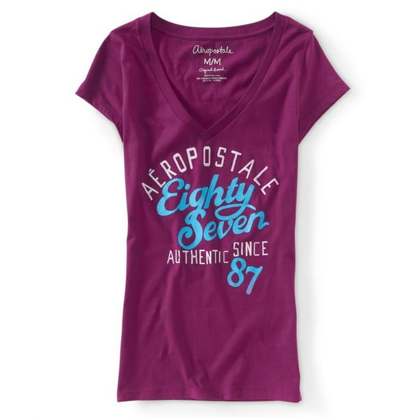Aeropostale Aero Graphic playera para mujer, morado, pequeño