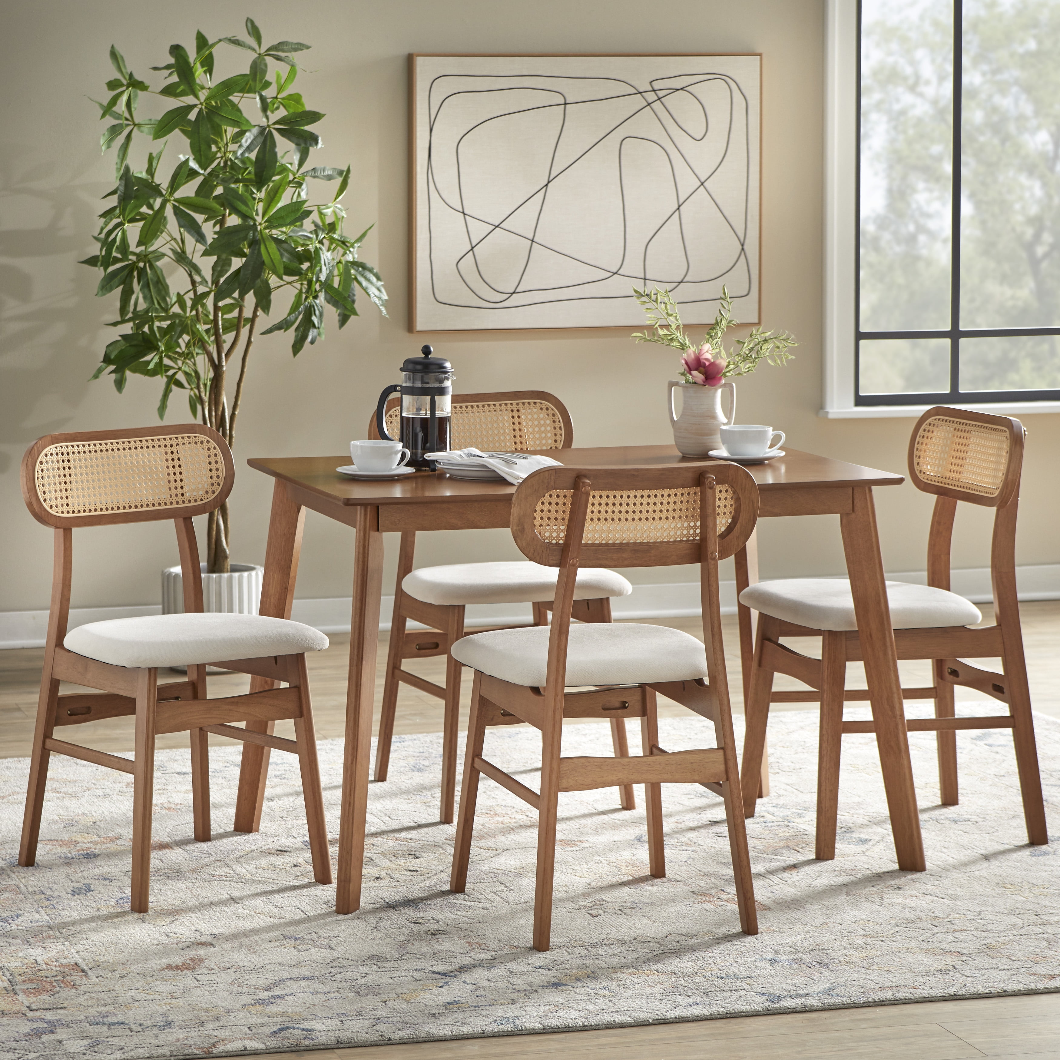 TMS Rika 5-Piece Indoor Mid Centry Dining Set - Walmart.com