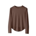 thumbnail image 2 of Women's Fleece Lined Thermal Shirts Crew Neck Long Sleeve Underwear Tops Fall Winter Soft Warm Loungewear New Fuzzy Fleece Pajamas Tops Women Coffee 3XL, 2 of 4