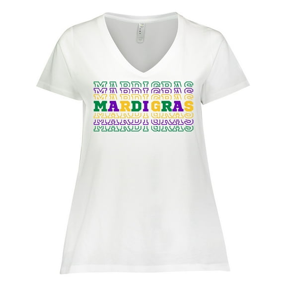 Inktastic Mardi Gras Mirror Words Women's Plus Size V-Neck T-Shirt