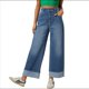 thumbnail image 3 of Pantalones Vaqueros Holgados de Pierna con Cintura Alta y Puños Elásticos para Mujer Azul Oscuro L, 3 of 10