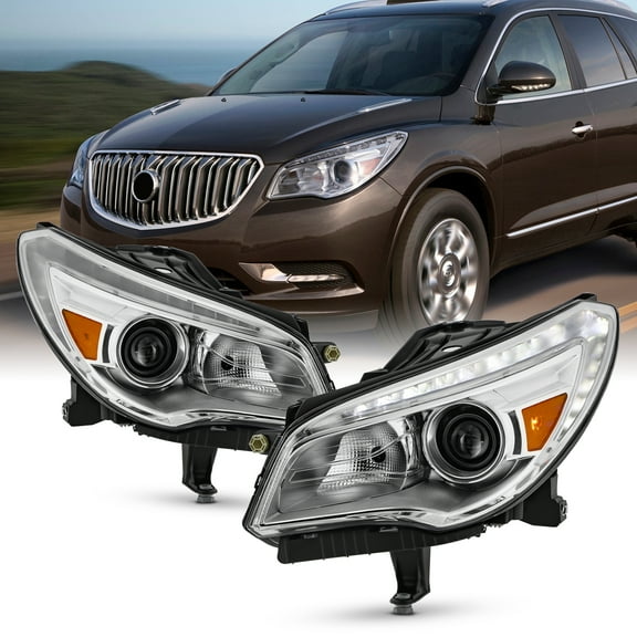 AKKON - Fits 2013-2017 Buick Enclave [HID/Xenon Type] Non-AFS Projector Headlights Driver Passenger w/ DRL Running Lamp