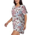 thumbnail image 2 of Bixox Women's Abstract Floral Printed Pajama Set 2 Piece Lounge Set Top and Shorts Soft Pajamas, Shorts with Pockets, 2 of 7