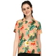 thumbnail image 4 of Hawaiian Shirts 46W Womens Flower Leaf Beach Aloha Top Blouse Peach XS, 4 of 6