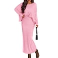 thumbnail image 1 of Conjunto de Falda PRETTYGARDEN Mujer Otoño 2025 Manga Larga Maxi Rosa, 1 of 4