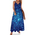 thumbnail image 2 of Vivid Blue Galaxy Sparkle Stars Sleeveless Dress Elegant gowns women's fashion dresses dresses for special events, 2 of 6