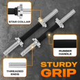 thumbnail image 3 of Pair of Threaded Dumbbell Handles /// Chrome/Rubber Grip Fit D Plates Weight Bar Connector, 3 of 7