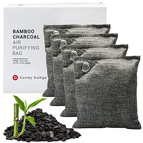 Bamboo Charcoal Air Purifying Bag 200G Charcoal Odor Bag 4-Piece Value Pack Cars Home Closets and Pets Shoes Charcoal Bags for Odors