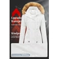 thumbnail image 5 of Chrisuno Women's 3/4 Winter Warm Parka Zip Up Puffer Down Alternative Coat Jacket Outerwear White M, 5 of 5