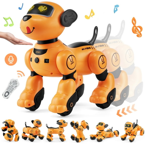 VEVOR Remote Control Robot Dog Toy, 2.4GHz RC Dog Programmable Smart Interactive Robotic Pet for Kids with Follow Function, Touch & Voice Control, Singing Dancing RC Stunt Toy for Age 3 Boys Girls