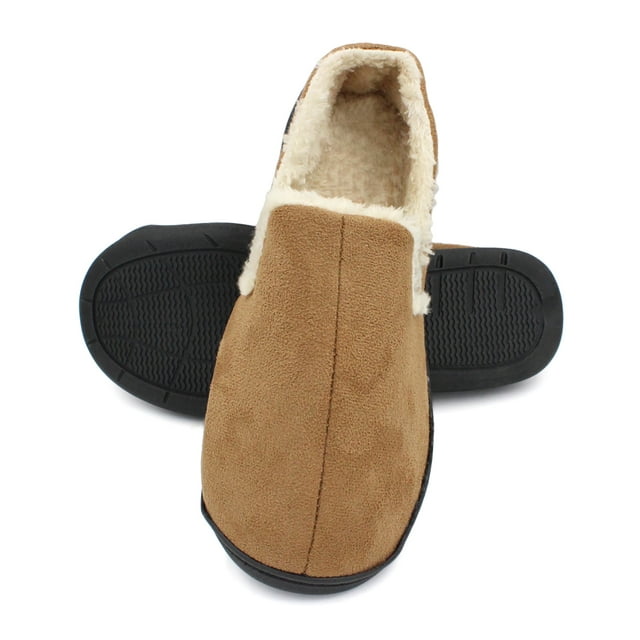 SLM Men's Faux Suede Slip on Terry Lined Slipper House Shoes