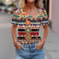 thumbnail image 2 of bnaln Women Tops Summer T Shirts Casual Button Short Sleeve Shirts Floral Printed V Neck Tees Shirts Elegant Tunic Tops Dressy Blouses Ladies Henley Shirts Pullover Going Out Tops, 2 of 5