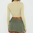 thumbnail image 5 of WCMZJ Womens Long Sleeve Crop Tops Basic Slim Fitted Shirts Casual Fashion 2024 Going Out Y2k Tops Teen Girl Clothes Khaki L, 5 of 8