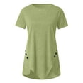 thumbnail image 5 of Oalirro Women's Tops, Tees & Blouses Women Tops and Blouses Women Plus Size Button Solid Round Neck Short Sleeve Irregular T-shirt Blouse Tops Mint Green, 5 of 6