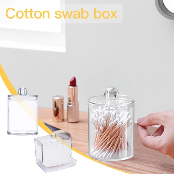 Cotton Swab Container Bathroom Canisters Bathroom Jars Cotton Swab Dispenser Transparent Plastic Jar Cosmetic Cotton Swab Storage Jar