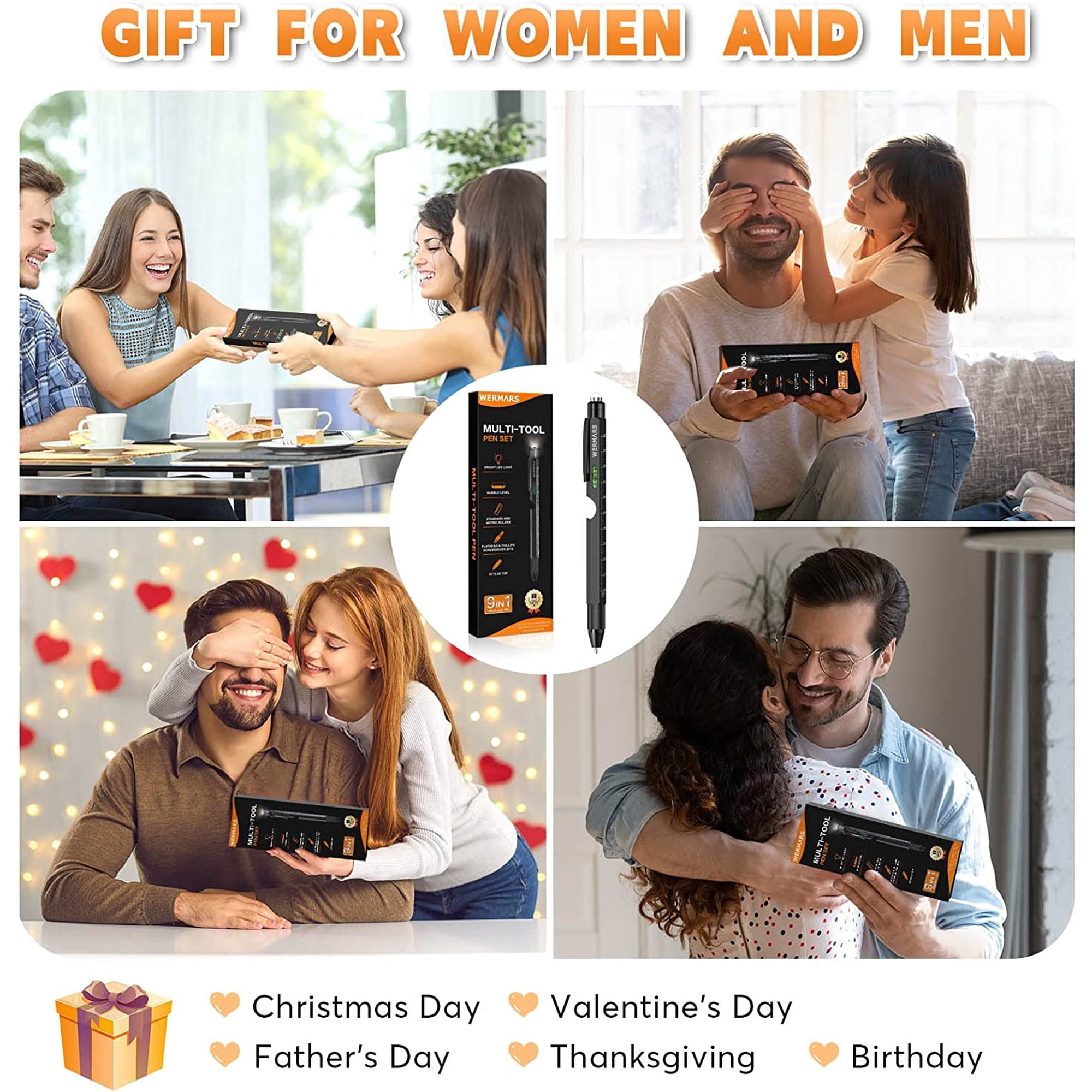 LABAKUI-Gifts for Men Him 9 in 1 Multitool Pen Stocking Stuffers for Men Husband