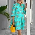 thumbnail image 4 of Robes pour Femmes 2023 Été Robes Femme Mode Tempérament Imprimé Manches Longues V-Cou Robe Confortable, 4 of 7