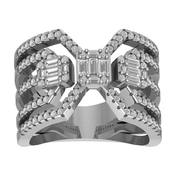 Araiya 14K White Gold Diamond Cocktail Band Ring for Women (3/4 cttw, I-J Color, I2-I3 Clarity), Size 7
