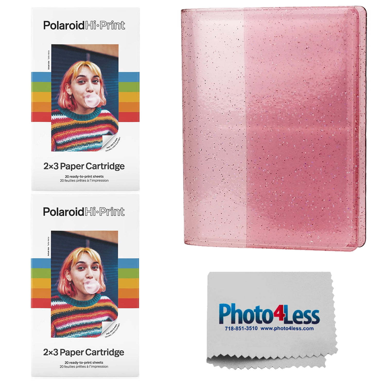 Polaroid Hi-Print 2X3 Paper Cartridge 40 sheets + Album Holds 64 Photos 