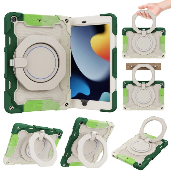Allytechgroup Kids Case for Apple iPad 9th 8th 7th Generation 10.2" 2021/2020/2019, with Pencil Holder Heavy Duty Protection Multiple Layers Kids Friendly Rotating Kickstand Rugged Handle Cover