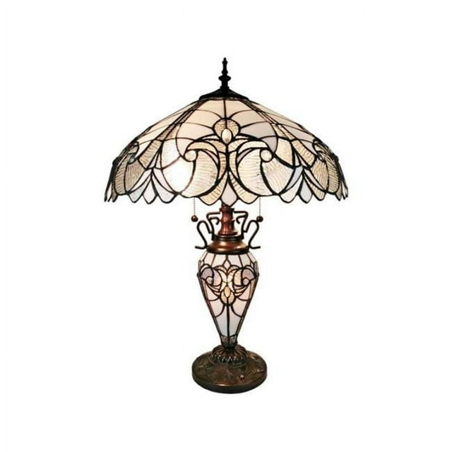 Amora Lighting AM203TL18B 23 in. Height Tiffany Style Floral Double Light Table Lamp, White