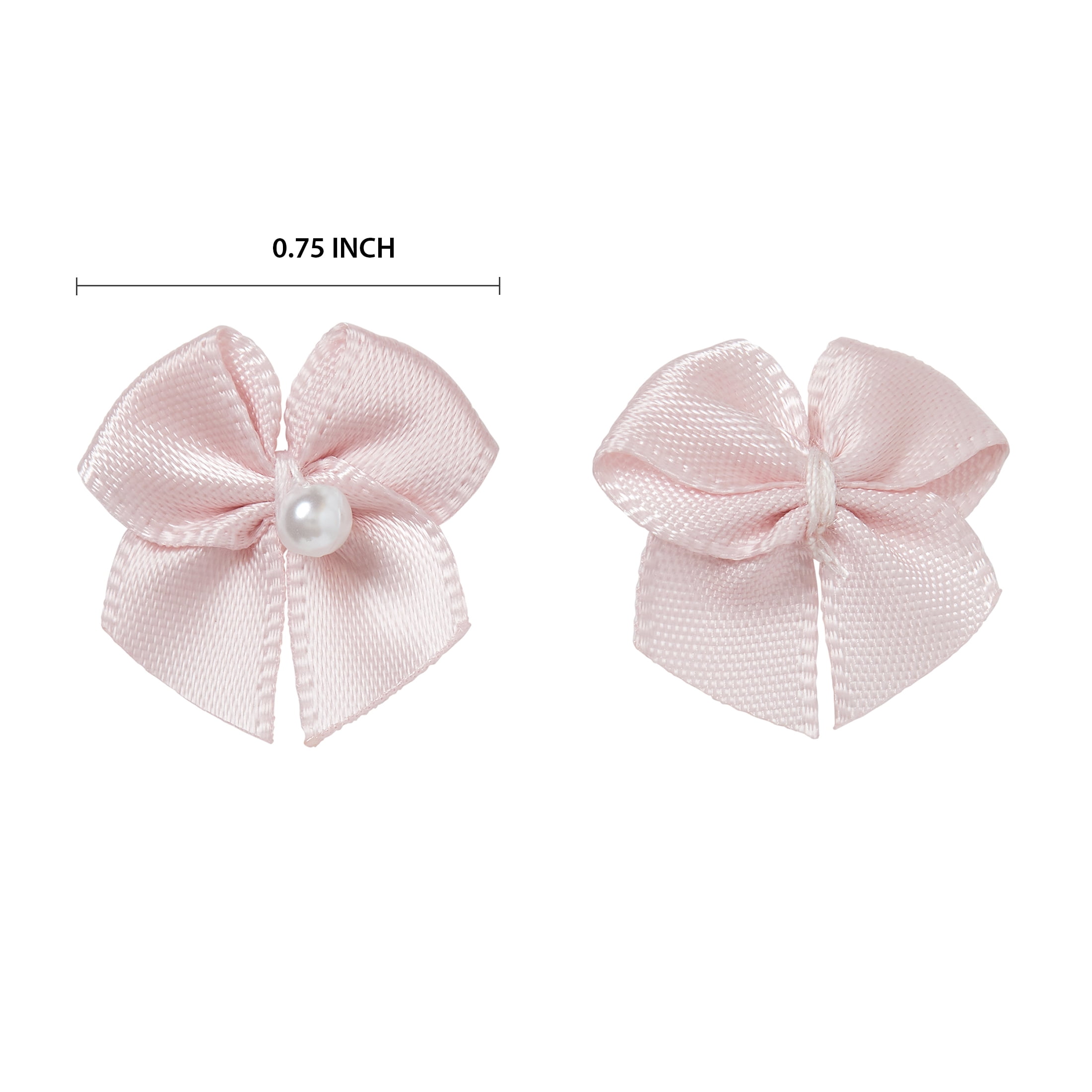 Offray Accessories, Blush 5/8 inch Value Pack 2 Loop Bow with Pearl Accessory for Wedding, Hair Clips, and Scrapbooking, 40 count, 1 Package