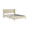 thumbnail image 5 of Mainstays Kelsey Upholstered Platform Bed Frame with Tufted Wingback Headboard, No Box Spring Required, Queen, Cream Velvet, 5 of 16