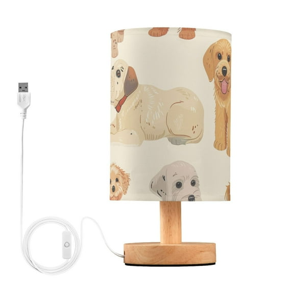 Cartoon Cute Dogs Table Lamp with USB Port LED Warm Light Lamp Night Light Home Decor