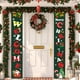 thumbnail image 4 of Cortina de puerta de pareado navideño - Cubierta de puerta de poliéster en pack de 2 con agujeros colgantes, decoración navideña roja y verde de 30x180 cm para festividades y fiestas de primavera, 4 of 6