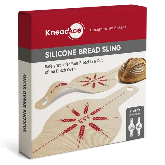 KneadAce Silicone Bread Sling Set Sourdough Bread Lifter for Dutch Oven Non-Stick 2 Pack Round