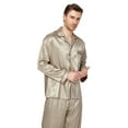 thumbnail image 7 of Tony & Candice Men's Classic Silk Satin Pajama Set Adult Sleepwear (X-Large, Coffee), 7 of 7
