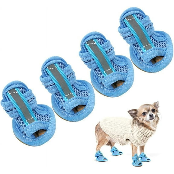 Dog Sandals Breathable Dog Shoes for Hot Pavement Summer Doggie Booties Mesh Puppy Shoes for Small Dogs Anti-Slip Dog Boots Paw Protectors for Dogs