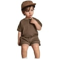 thumbnail image 3 of TAIAOJING Boys' Shorts Set Outfits Toddler Boys Girls Short Sleeve Solid T Shirt Pullover Tops Shorts Outfits For 6-12 Months, 3 of 8