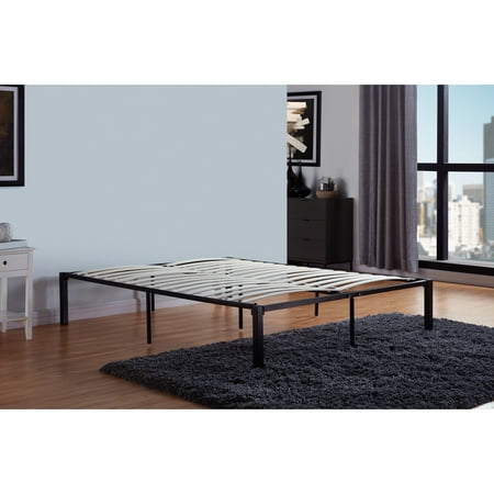Bed Frame Assembly - Handy Living King Size Quick Assembly Wood Slat Black Metal Bed Frame