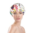 thumbnail image 3 of Kdxio Alpaca Flower Print Shower Cap for Women,Elastic and Reusable,Double Waterproof Layers Bathing Hat, 3 of 9