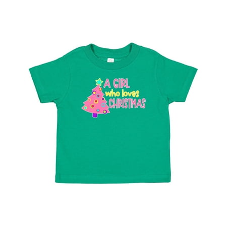 

Inktastic A Girl Who Loves Christmas- Colorful Tree Gift Baby Girl T-Shirt
