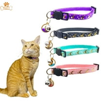 Riklu 4PCS Breakaway Cat Collars with Bell, Moons Stars Cute Kitty Adjustable Safe Kitten Collars with Pendant