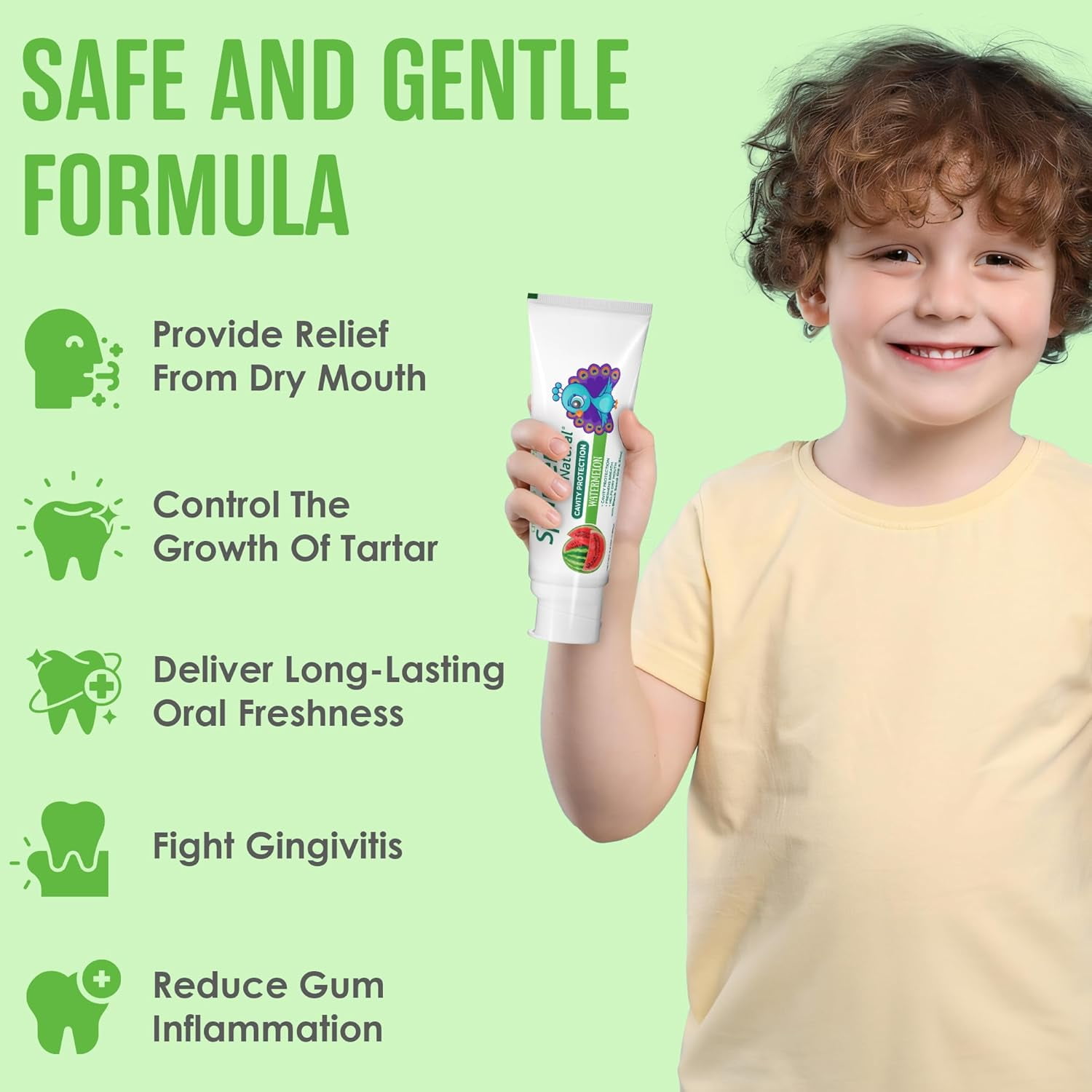 SprinJene Natural Children's Watermelon Toothpaste with Cavity Protection, Pack of 4