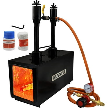 Simond Store Portable Propane Blacksmith Forge Double Burner, 2600F Rated, for Knife Making Blacksmith Farrier Bladesmith Forging Tools & Heat Treatment - Rectangle Shape Forge…