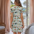 thumbnail image 3 of Yuyamidu Rooster Flower Nightgowns for Women Short Sleeve Button Down Sleep Dress Round Neck & Knee-Length Design House Dress Soft Comfy Elegant Nightshirts, Green, 3 of 7