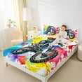 thumbnail image 4 of Feelyou Watercolor Dirt Bike Bed Sheets for Kids, Modern Motorcycle Player King Sheets, Sports Theme Sheet Set, Lightweight Room Decor, 4-Piece, 4 of 7