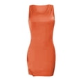 thumbnail image 5 of ICHUANYI Clearance Women Summer Fashion Solid Split Round-Neck Sleeveless Casual Party Tight Dress(Orange, XL) ICHUANYI WER2023081505637, 5 of 5