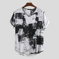 thumbnail image 3 of INCERUN Men's Vintage Short Sleeve Tie-Dye Printed Tee Casual Loose V Neck T Shirts Tops, 3 of 9