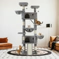 thumbnail image 2 of Sifurni 81" Multi-Level Tall Cat Tree Tower for Large Cat with Cat Condo and Hammock, Scratching Post & Scratching Ramp, Grey, 2 of 9