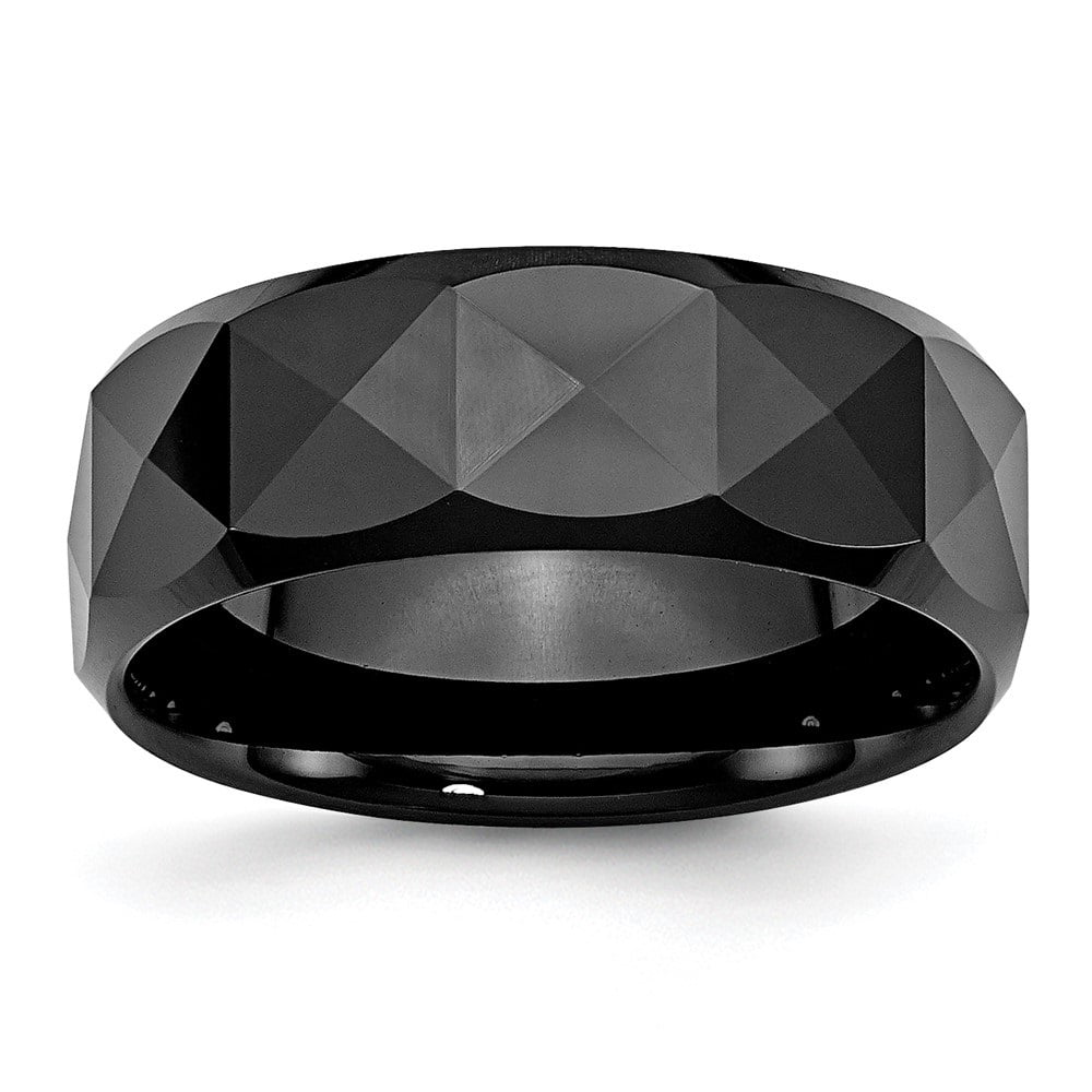 Diamond2Deal Black Ceramic Ridged Edge 6mm Brushed and Polished Band Fine Jewelry Ideal Gifts for Women