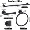 thumbnail image 6 of Matte Black Towel Bar Set 5-Piece Bathroom Hardware Accessories Set Includes 23.6in Towel Bar-Round Towel Ring-Toilet Paper Holder-Towel Hooks Stainless Steel Wall Mount Bathroom Towel Holder Set, 6 of 14